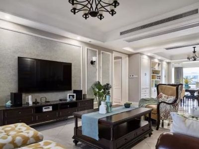 俊轩庭三居118平美式风格装修案例