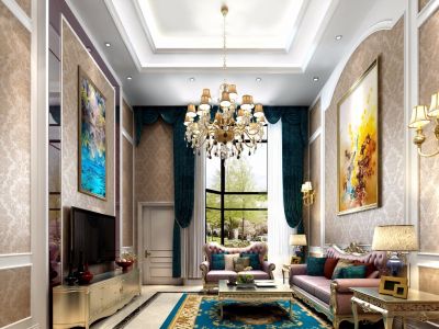 五矿万樾台欧式古典198平米别墅装修案例