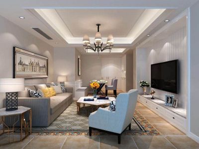 恒威君尚城三居120平复古法式风装修案例