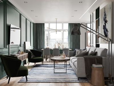 恒大悦龙台现代风格106平米三居室装修效果图案例