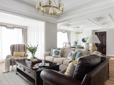 绿地·四季印象美式风格112平米三居室装修效果图案例