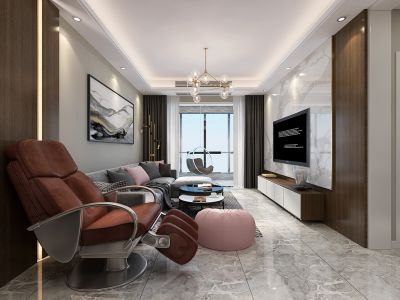 阳光栖谷现代风格96平米三居室装修案例