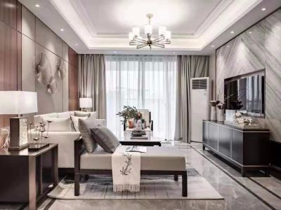 鸿升凯旋天地中式风格130平米三居室装修效果图案例