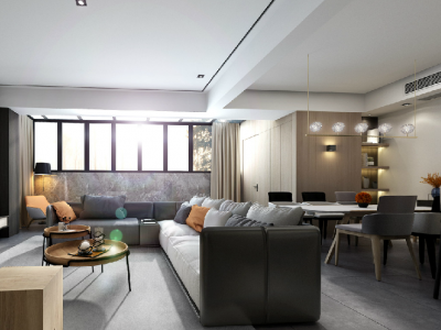 恒大中航城简约风格80平米二居室装修效果图案例