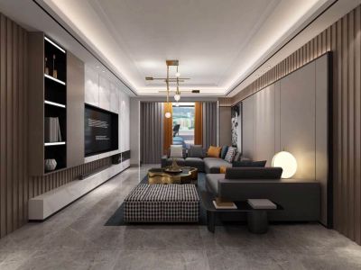 福禄润园轻奢风格137平米三居室装修案例