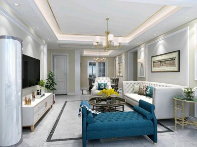 幸福里现代轻奢风格105平米三居室装修案例