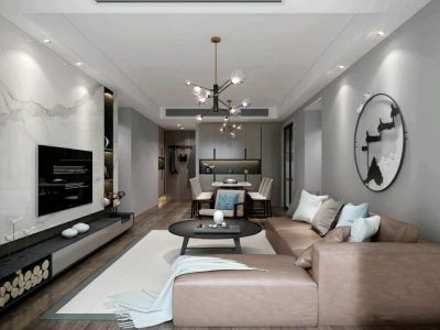 万裕润园新中式风格93平米二居室装修案例