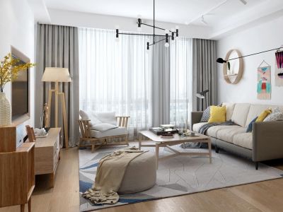 天誉珑城北欧风格92平米三居室装修效果图案例