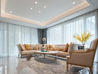 中梁·壹号院轻奢风格110平米三居室装修效果图案例