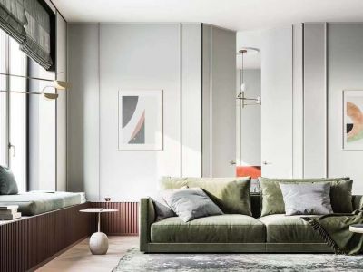 鸿华·御府轻奢风格85平米一居室装修效果图案例