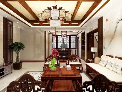 万达茂144平米四居室中式风格装修案例