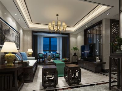 华发·国宾壹号130平米四居室中式风格装修案例