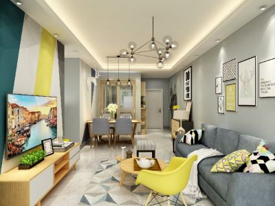 中铁天地明珠83平米二居室北欧风格装修案例