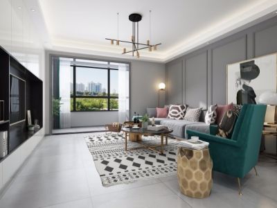 上东大道三居124平北欧风格装修案例