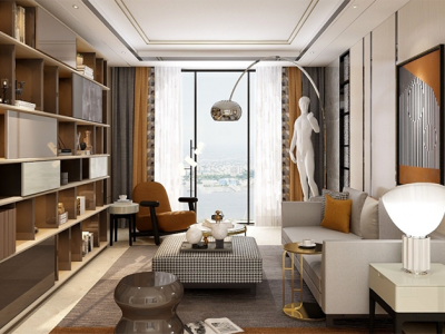 浮山后二小区现代风格102平米三居室装修案例