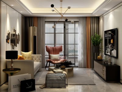 万科魅力新城现代风格100平米二居室装修案例