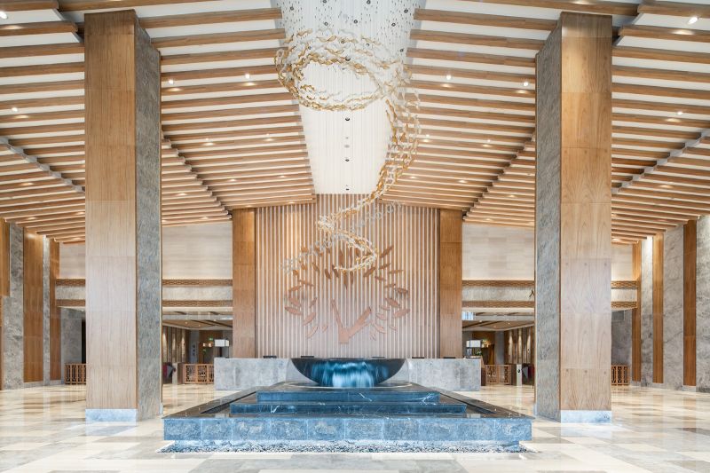 10000平米禅意新中式温泉酒店大堂装修效果图