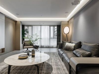 御源大湖区128平三居室现代风格装修案例