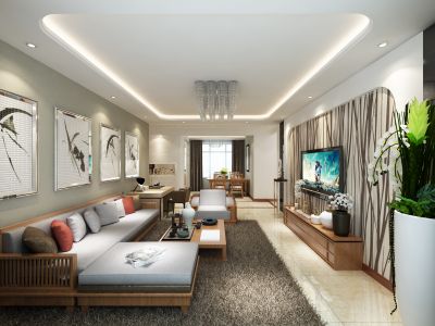 美景嘉园现代中式144平米三室两厅装修案例