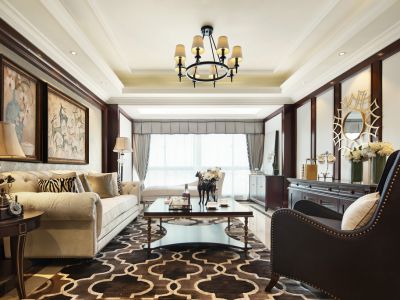 保利建业香槟国际英式风格142平米三室两厅装修案例