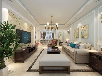 阳光舜城美式风格125平米三居室装修案例