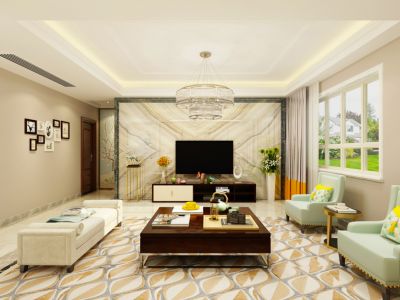 唐城中岳汇现代风格108平米三居室装修案例