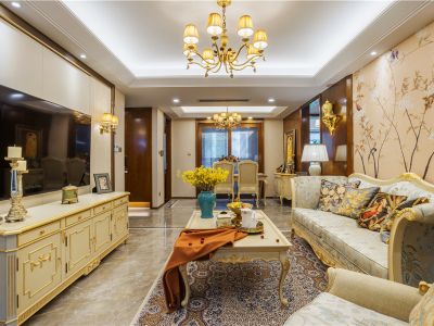 升龙公园道122平三居室混搭风格装修案例