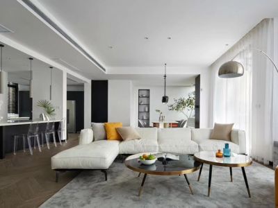 嘉信悦城极简风格106平米三居室装修效果图案例