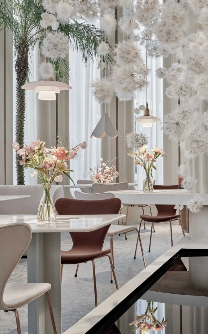 500平米现代简约花店餐厅吊灯设计效果图