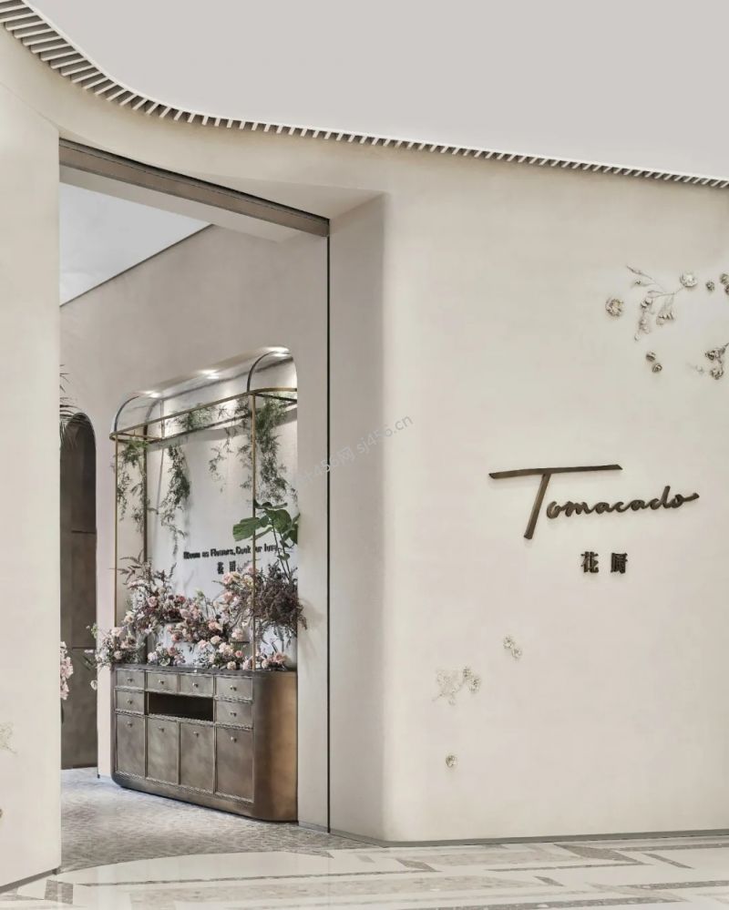500平米现代简约花店餐厅门头设计效果图