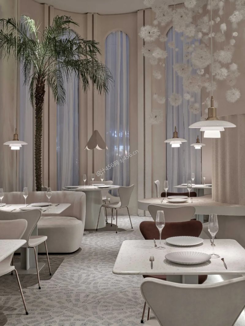 500平米现代简约花店餐厅吊灯设计效果图