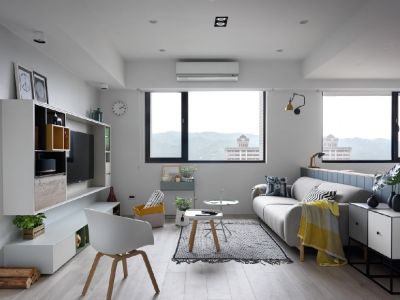 世茂·璀璨天城现代风格90平米二居室装修效果图案例