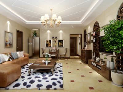 中信城简欧风格89平米二居室装修案例