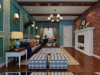 福缘小区美式风格110平米三居室装修案例