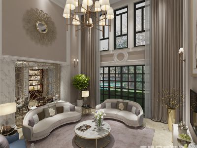 美林墅658平别墅简约美式风格装修案例