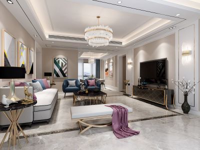 福隆国际现代风格132平米三居室装修案例