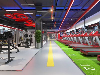 极健健身房现代风格1600平米装修案例