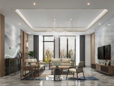 和泓半山300平新中式风格别墅装修案例