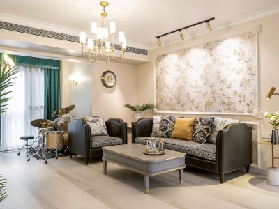 滨河阳光120平三居室现代轻奢风格装修案例