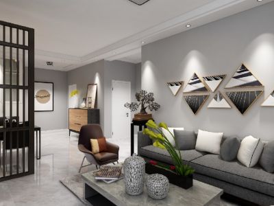 波菲蓝岛115平米二居中式风格装修案例