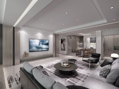 金石明珠170平米四居室现代简约装修案例