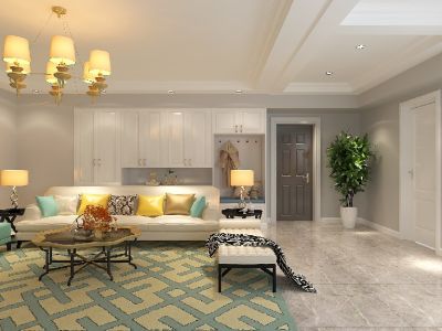 绿港湾公寓150平四居室混搭风格装修案例