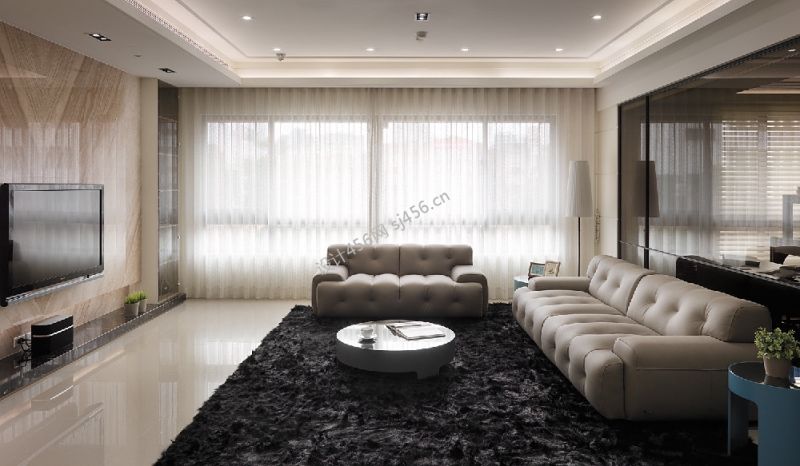 140平三居室现代风格装修案例效果图