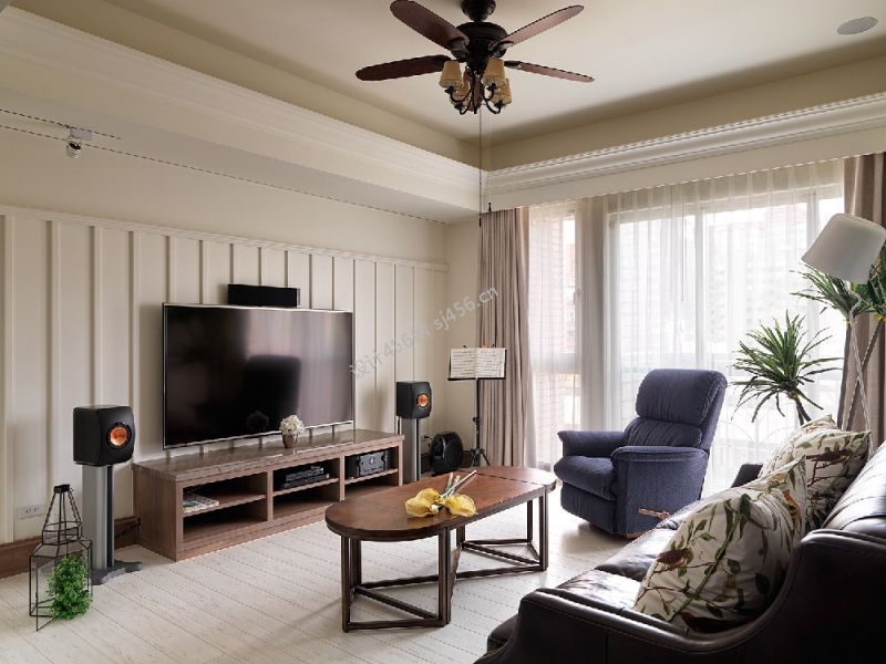 120平三居室美式经典风格装修案例效果图