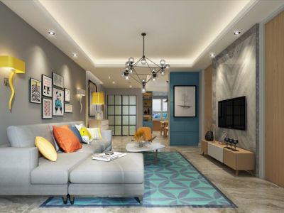 嘉和新世界北欧风格127平米三居室装修案例