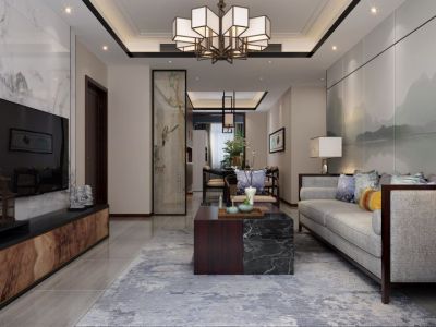 欣华花园新中式风格116平米三居室装修案例