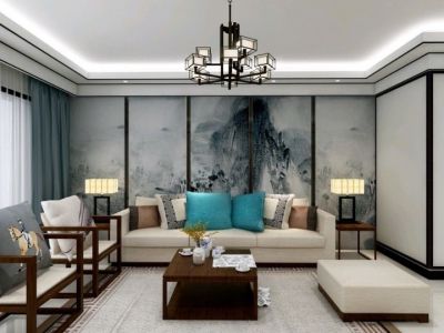 优山美地新中式风格132平米三居室装修案例