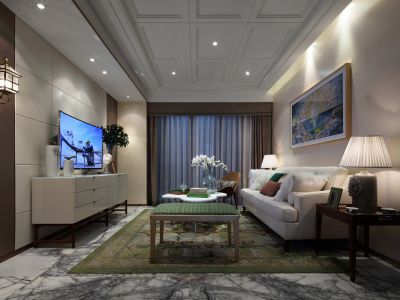 晟鑫康诗丹郡时尚现代142平米三室两厅装修案例