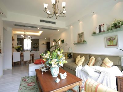 五矿铭品田园风格145平米三室两厅装修案例