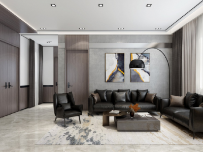 天汇城三期现代风格91平米二居室装修效果图案例